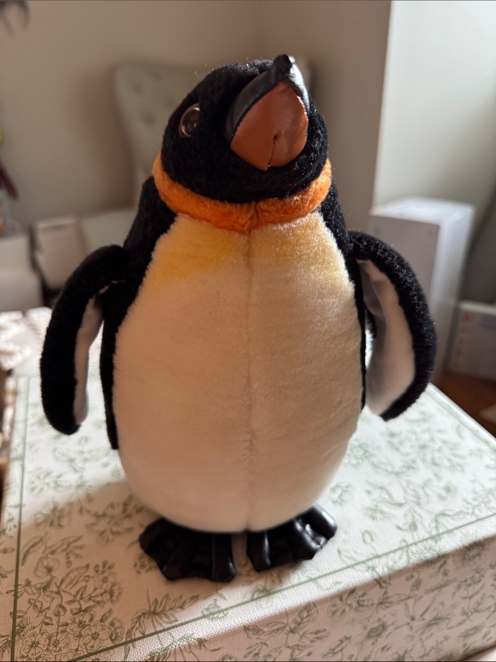 Plush Penguin Soft Toy in Black, Cream and Orange - Small Pets Accessory